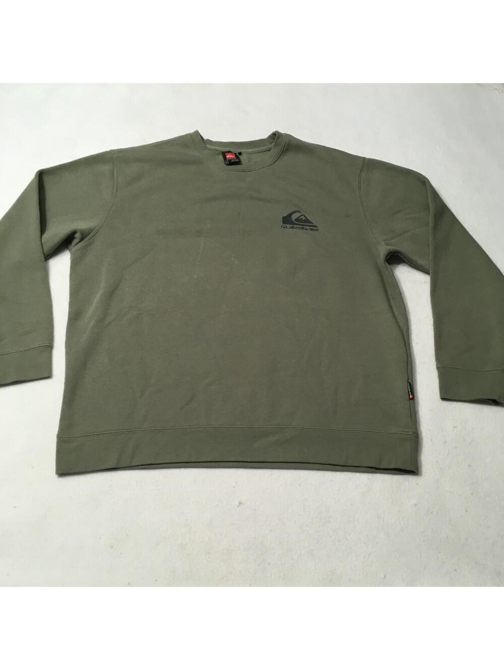 Quiksilver Men’s Crewneck Fleece Lined Sweatshirt Green Pullover Size XL